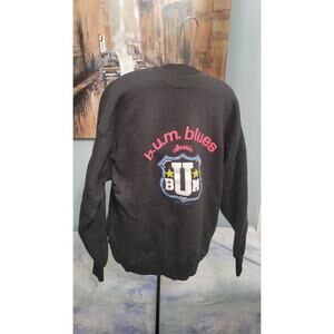 Vintage 1991 BUM Equipment Crewneck Sweatshirt Pockets Black 90s Streetwear M